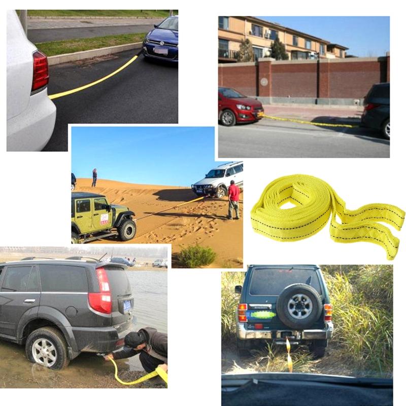 Auto Vehicle Vehicle Boat Reflective Tow Rope Emergency Steel Cable Towing Strap Hauling Pulling Line with Hook 5 Ton 4m