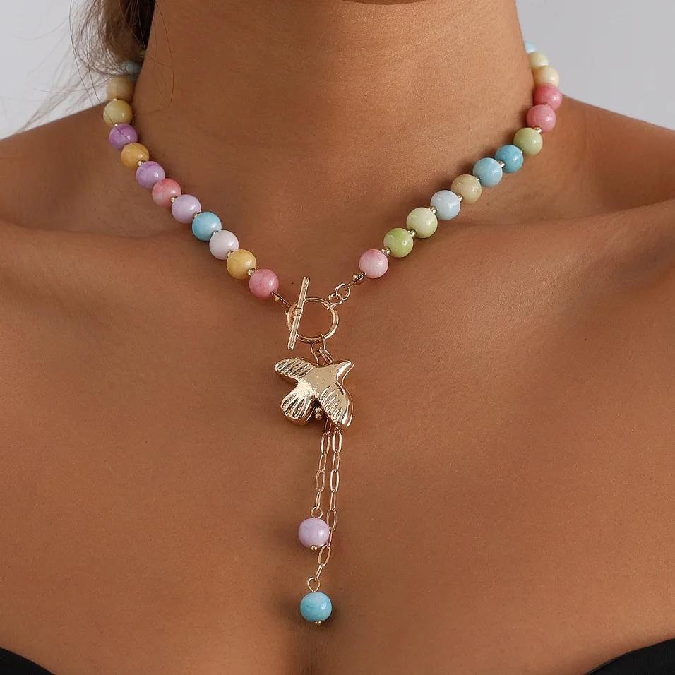 Ensemble de 3 colliers superposés colorés style Bohème avec perles imitation perle, cœur, ras-de-cou pour femmes, filles, enfants, bijoux d'été faits main, cadeau