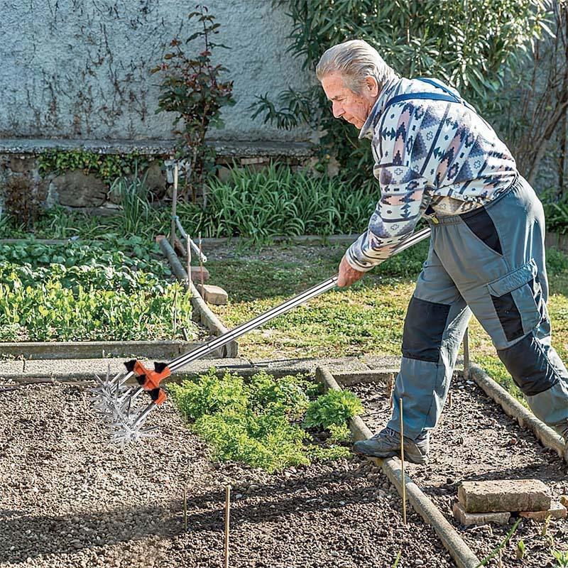 Cultivador Rotatorio Manual de Acero Inoxidable Herramienta de Jardín Azada Manual para Aflojar la Tierra y Deshierbar