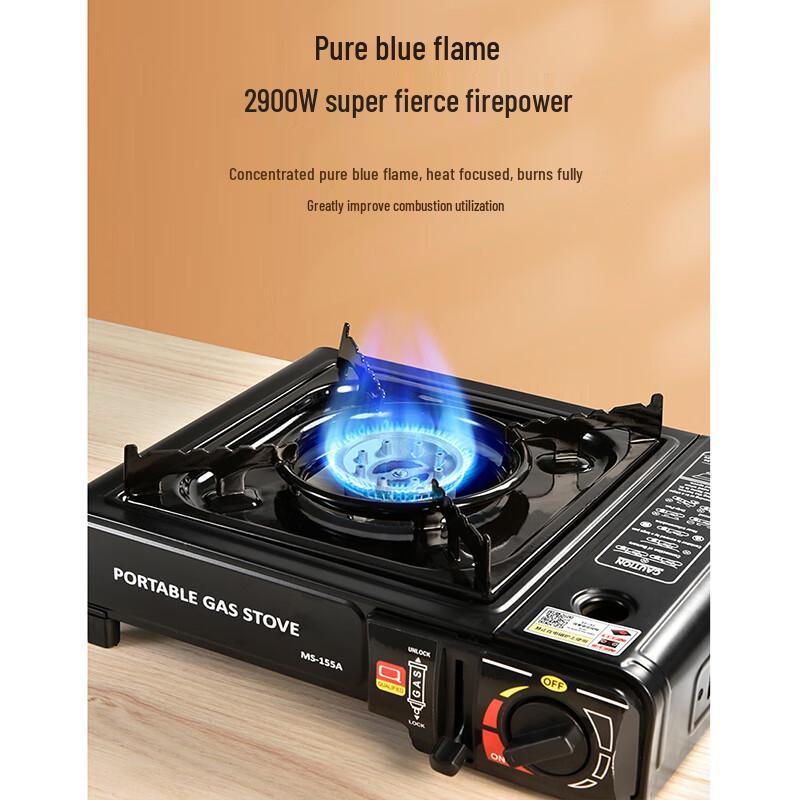Portable Dual-Fuel Cassette Stove with Wind Guard and Carrying Case