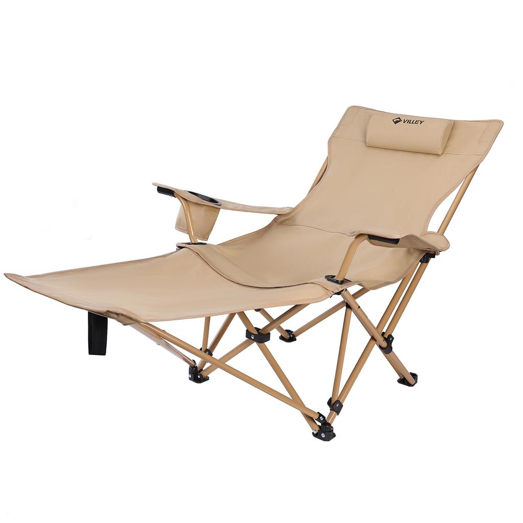 VILLEY Outdoor Recliner Camping Ray Includes Pillow and Load Capacity Stepless Adjustable Storage Case Included Assembly Chair, Chair, Chair, Chair,