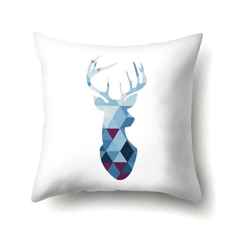 Polyester Pillowcase Automobile Decoration Home Printed Deer Pillowcase Waist Cushion Cover Car Cushion Head Cushion Cover