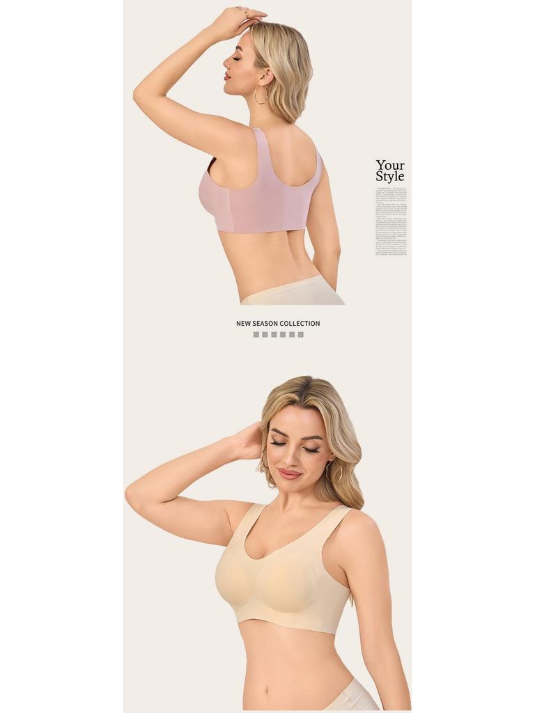 Seamless Wireless Sports Bra for Women - European & American Style with Fixed Cups