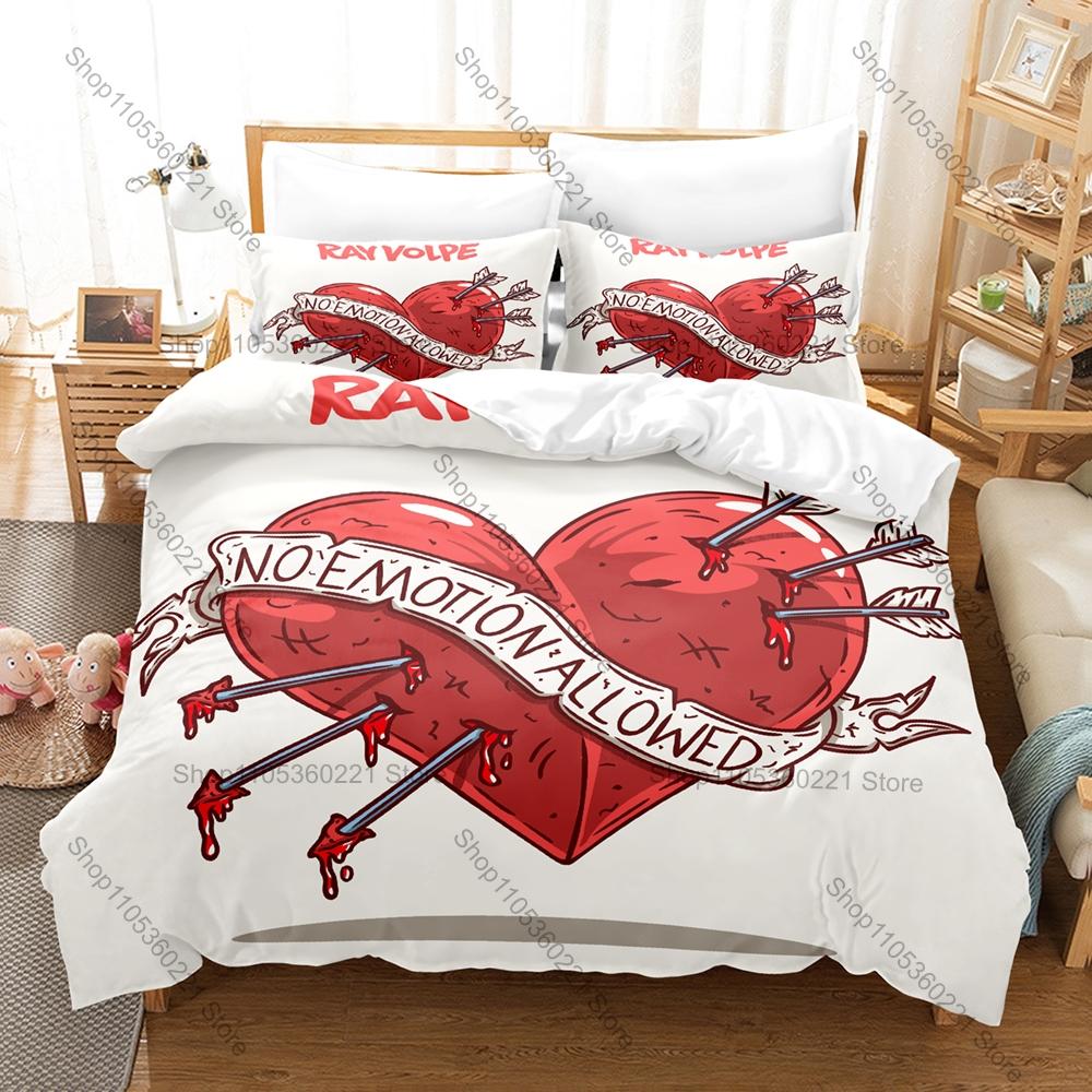 RAY VOLPE Themed Duvet Cover + 2 Pillowcases Electronic Music Design Cozy Bedding for Home & Dorm