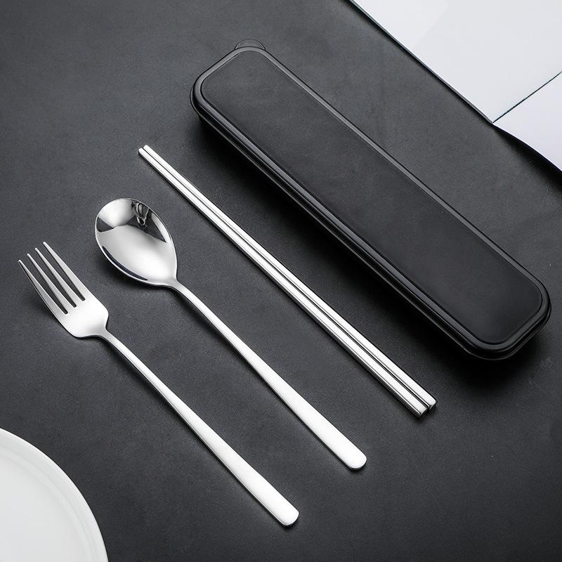 Korean Style Stainless Steel Cutlery Gift Set - Knife, Fork, Spoon, Straw