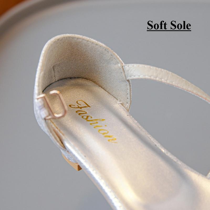 Girls sandals fashion princess shoes rhinestone high heels baby leather shoes