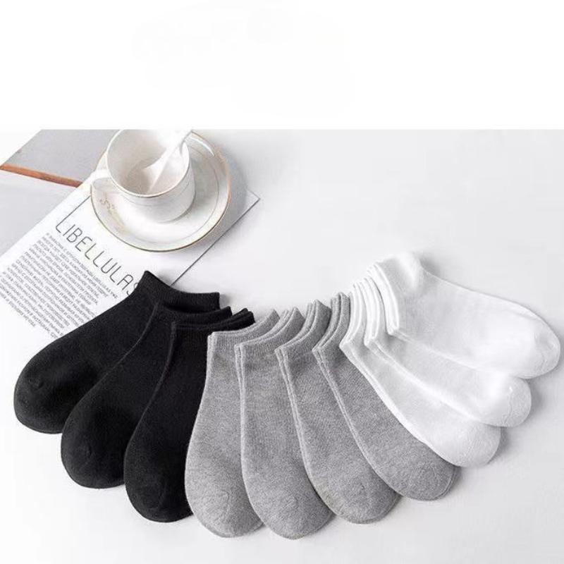 5 Paires Chaussettes Cheville Femme Blanc Noir Chaussettes Femme Respirantes Chaussettes de Sport Couleur Unie Socquettes Chaussettes Confortables en Polyester