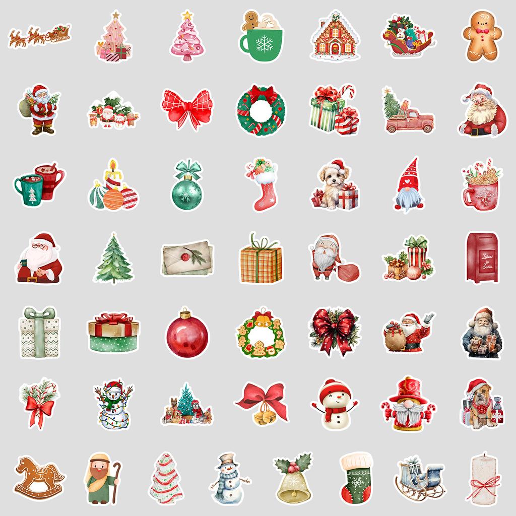 50 Christmas Decoration Graffiti Stickers Mobile Phone Computer Waterproof Stickers Christmas Holiday Stickers