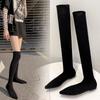 Internet Celebrity Winter Flat Boots Knitted Wool Women's Shoes Socks Pointed Elastic Thick Heel Martin Women's Boots