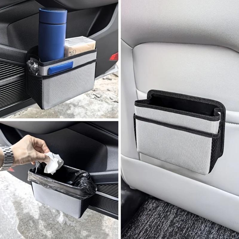 Portable Car Trash Bin Foldable Auto Garbage Container Hanging Storage Box for Front and Back Seat Storage In SUVs Truck