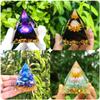 Bestseller Crystal Ball Pyramid Crushed Stone Epoxy Resin Handmade Ornament, Home Desktop Craft, Holiday Gift for Christmas, Halloween, New Year