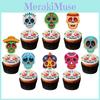 Day Of The Dead Skeleton Cake Decoration Paper Flags For Festive Party Decor