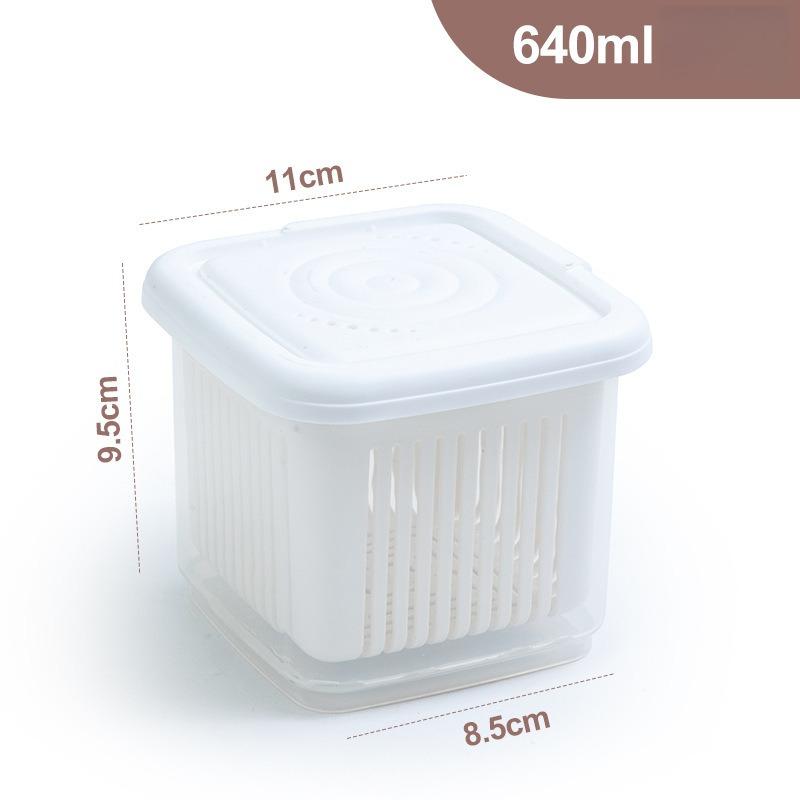 Transparent, thickened double-layer scallion drainer and food storage box for kitchen refrigerators, scallion, ginger, and garlic, with lid.