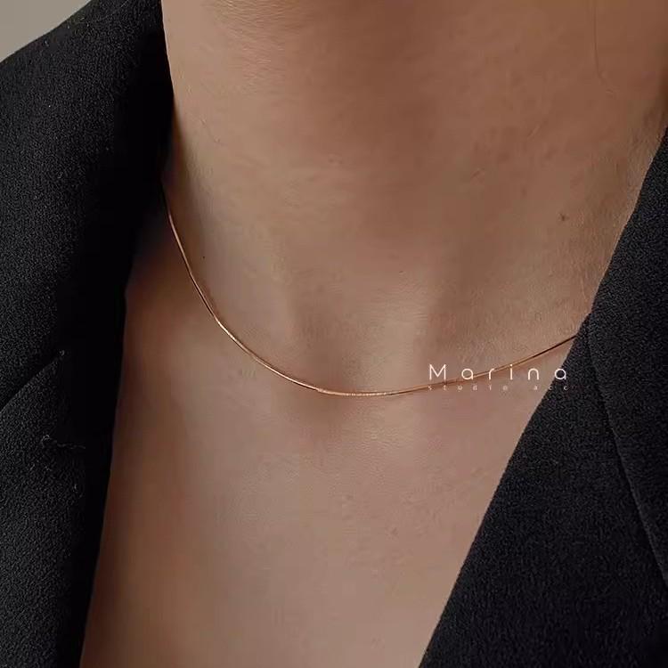 Rose Gold Plated Minimalist Korean-Style Snake Bone Necklace for Women – High-End Niche Design