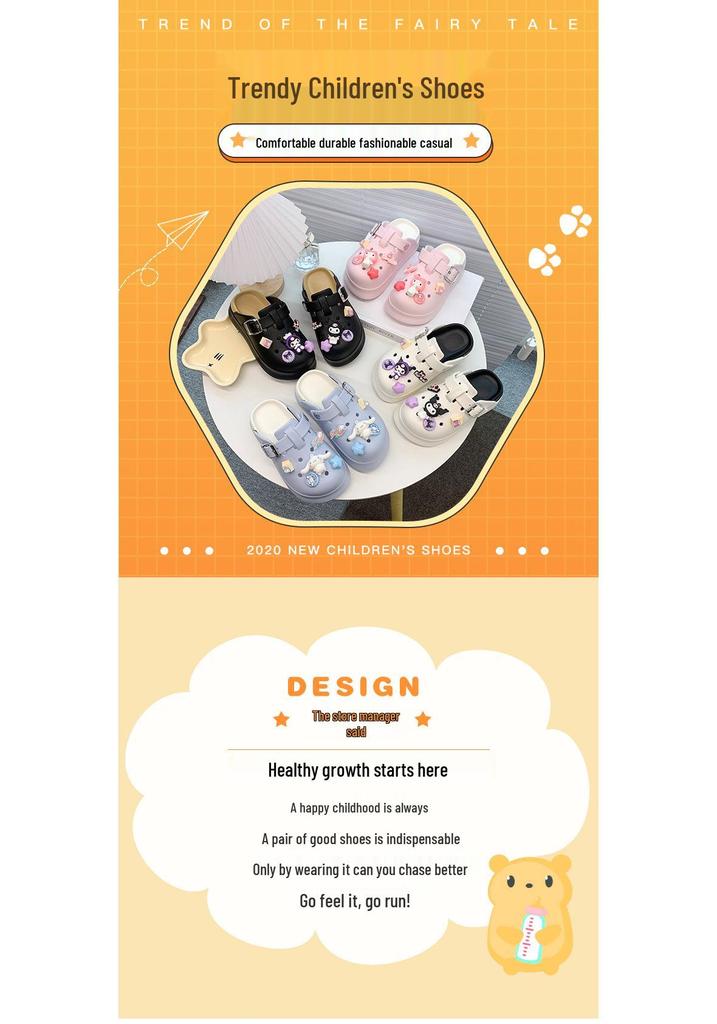 Adorable Cartoon Clog Shoes for Kids - New 2026 Closed-Toe Thick-Soled Slippers & Beach Sandals for Medium To Older Children