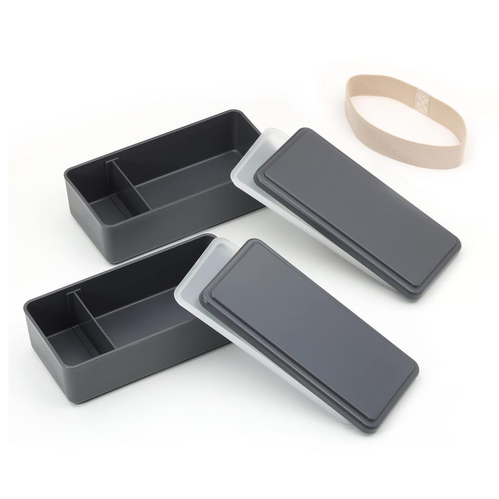 Miyoshi Seisakujyo Square Lunch Box with Integrated Ice X X 12 1000ml Suitable for Women and Rubber Band Microwave Dishwasher Safe and Dividers