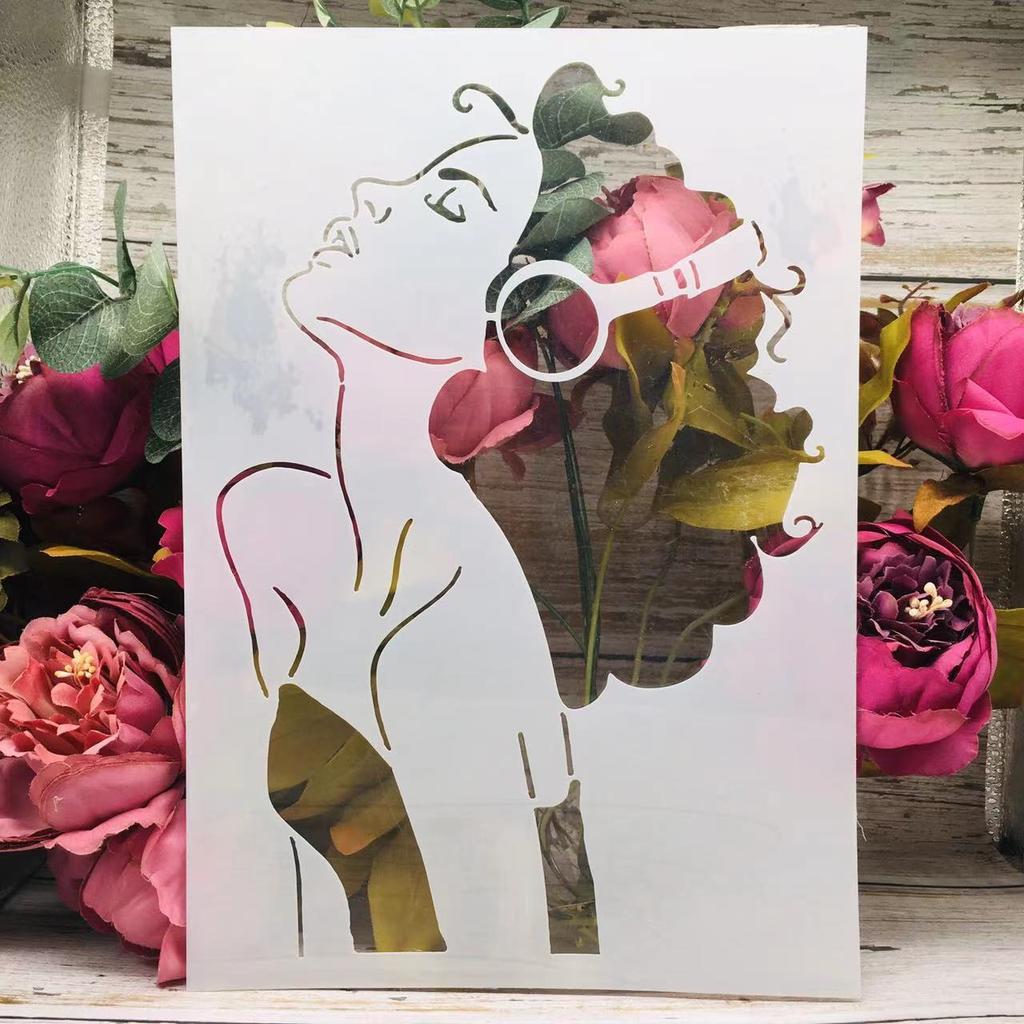 A4 29cm Fashion Girl DIY Layering Stencils Wall Painting Scrapbook Coloring Embossing Album Decorative Template