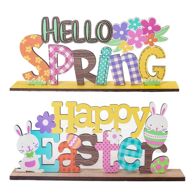 Easters Decors Tabletop Centerpieces Signs,Easters Bunnies Wood Table Signs,Easters Decorations for Home Table Decors