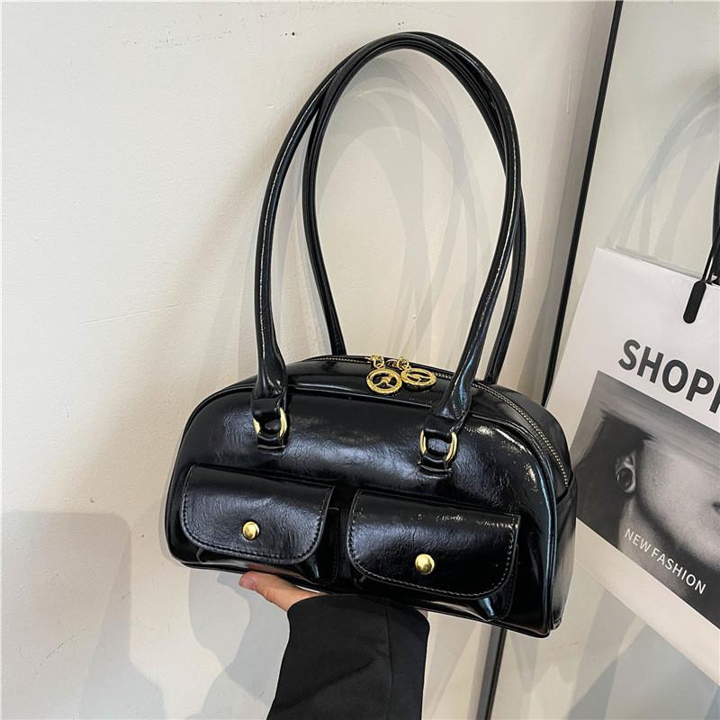 Ielgy Retro Bowling Bag All-Match Portable One-Shoulder Ladies Pillow Bag
