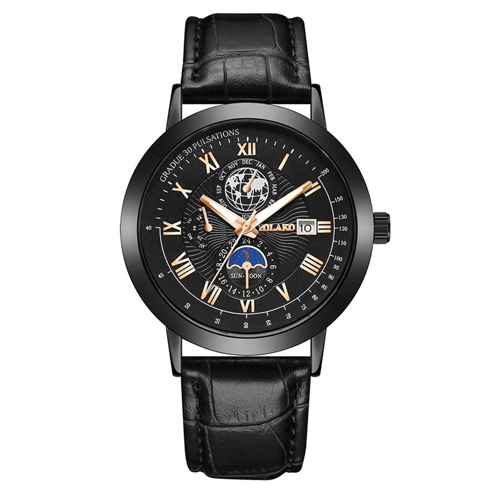 

Мужские кожаные деловые модные часы с ремешком для подарков One Size