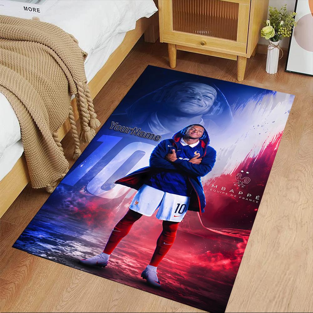 Mbappe Personalized Text Floor Rug Office Rug Design for Foyer Outdoor Balcony Bedrooms Anti-slip Rug Decorate Offices
