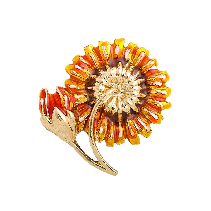 Yellow classic sunflower brooch, sunflower chest flower, floral brooch, women s versatile suit clothing brooch