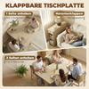 Klappbarer Esstisch für 2-4 Personen, Rollbarer Tisch mit offenem Fach und Schublade, Ideal für kleine Räume, Natur