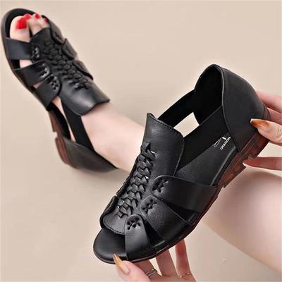 Trendy Women's Sandals 2024 New Design Cross Strap Flat Bottom Anti Slip Soft Sole Versatile Fish Mouth Sandals Zapatos De Mujer