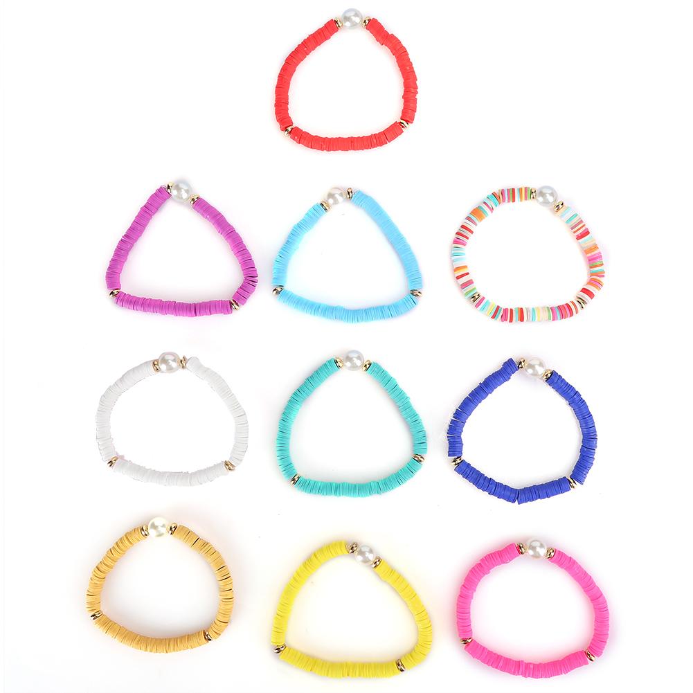 10pcs Bracelet Faux Pearl Colorful Fashionable Personality Women Bracelet Jewelry Gift