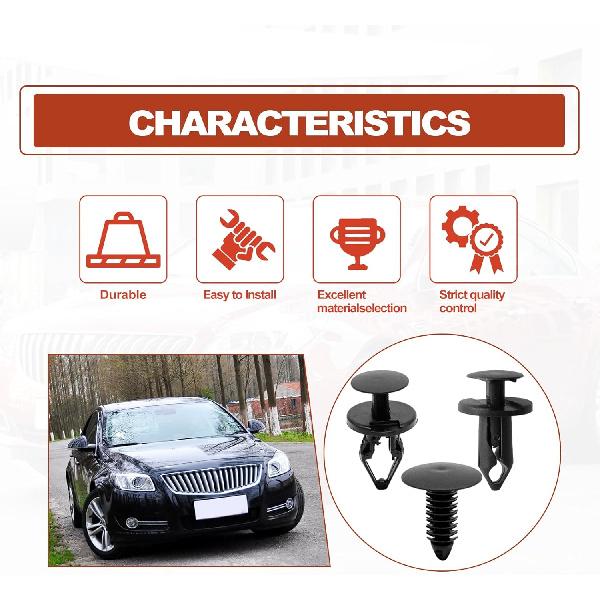 120PCS Fender Liner Retainer Bumper Fastener Rivet Plastic Push Pin, Replacement Kit Bumper Push Rivet Clips Compatible with GMC Buick Ford Chrysler