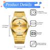 Wodoodporny Złoty Zegarek ze Stali Nierdzewnej z Luminous Analogiem i Regulowanym Paskiem Prosty i Stylowy Idealny Prezent na lub Boże Narodzenie Męskie Indeksy,