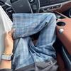 Ladies Washed Plaid Blue Jeans American Retro Loose Women's Wide Leg Pants Autumn Versatile Female High Waisted Pant