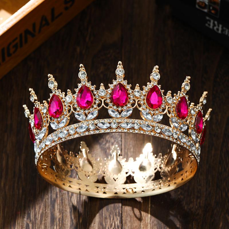 

Европейская и американская грандиозная корона, свадебный головной убор невесты, красочный круглый головной убор, декоративные украшения для торта на день рождения, величие, как у королевы