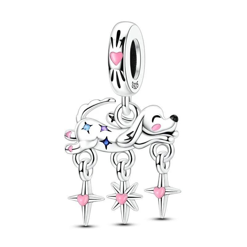 New Copper Romantic Love Flower Charms Pink Cup Butterfly Beads Pendants For Women Bracelet Engagement Jewelry Gift