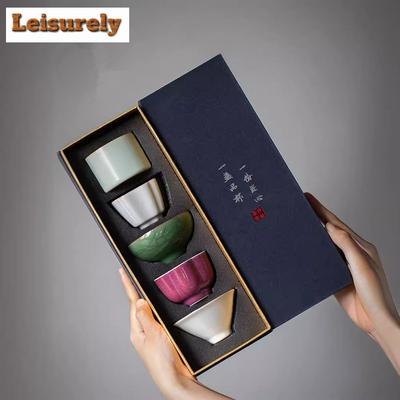 Juego de Tazas de Té de Cinco Hornos Famosos Taza de Maestro Taza de Maestro Personal Taza de Maestro Exclusiva Cerámica Doméstica de Gama Alta Juego de Té Kung Fu Con Regalo Hecho a Mano