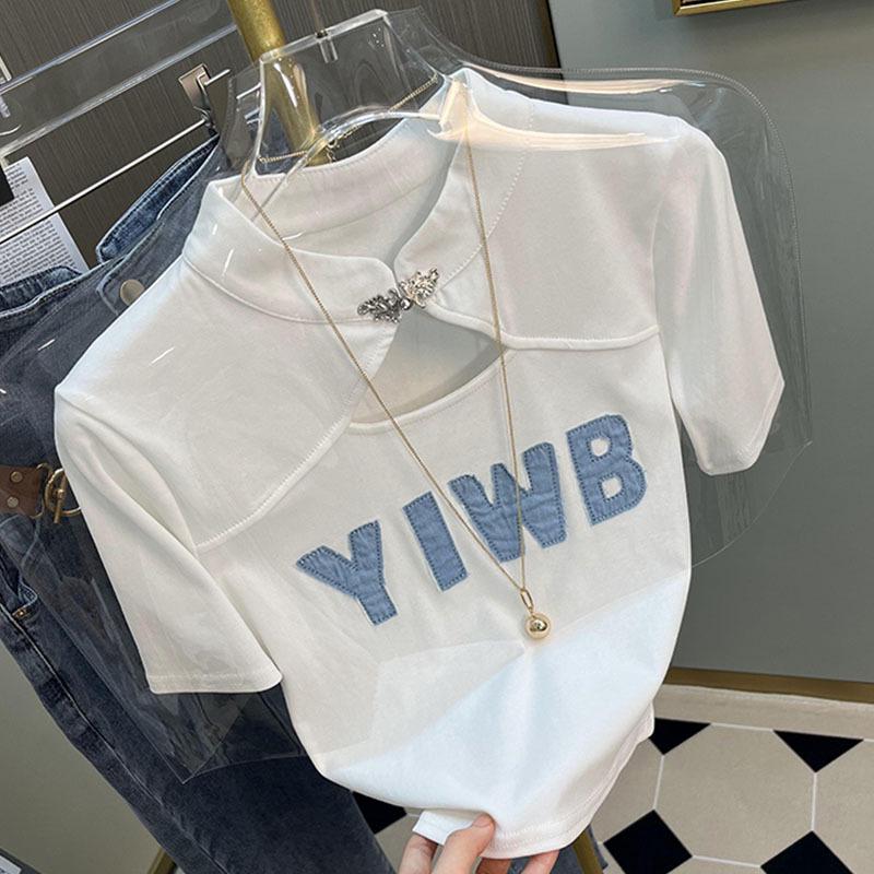 

Exquisite Spicy Girl Off-Shoulder Summer T-Shirt – Unique Short Sleeve Niche Design 3XL [recommended for 120-130 lbs]