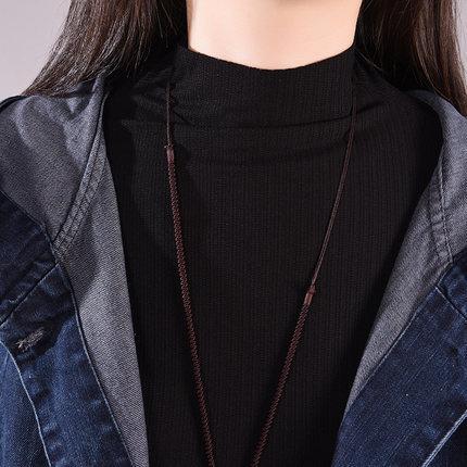 Gilet Lungo di Jeans con Cappuccio da Donna Senza Maniche Bottoni Vestibilità Larga Casual