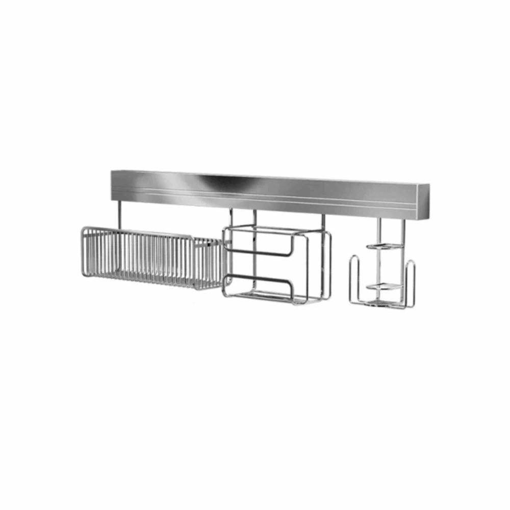 Stainless Steel Punch-free Wall Storage Rack Wall Mounted Toothbrush Holder Bathroom