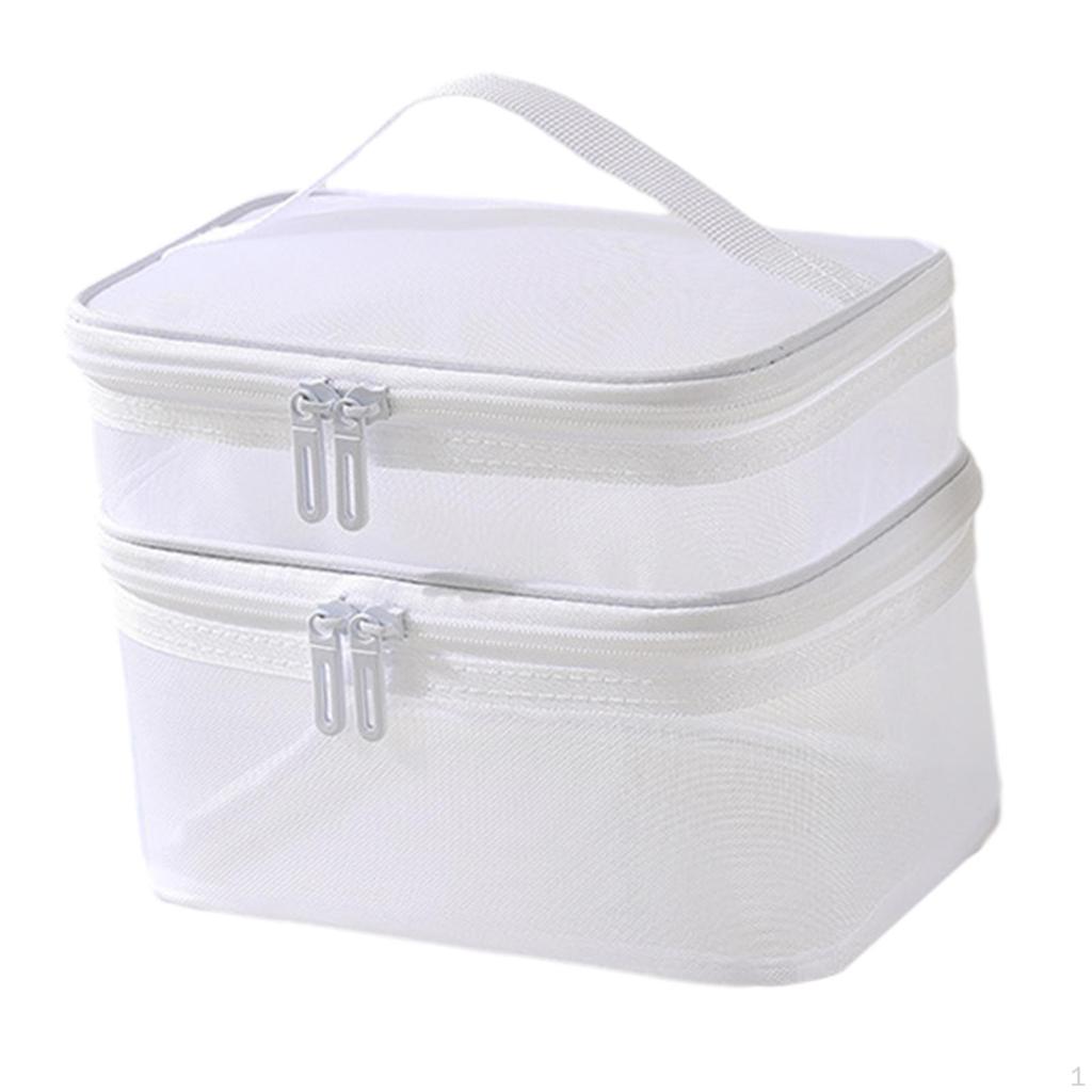 Double Layer Toiletry Bag Bathroom Cosmetic Organizer Large Capacity Carrying Case Portable for