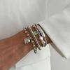 IngeSight.Z 4Pcs/Set Trendy Imitation Pearls Metal Heart Pendant Bracelets Women Luxury Stacked CCB Beaded Bangle Couple Jewelry