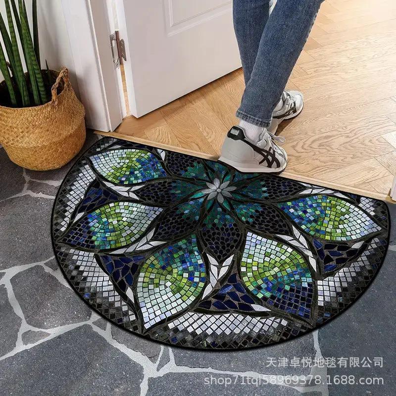 

Полукруглый ретро коврик для входной двери, пылезащитный и противоскользящий ковер для прихожей 60 * 90Cm