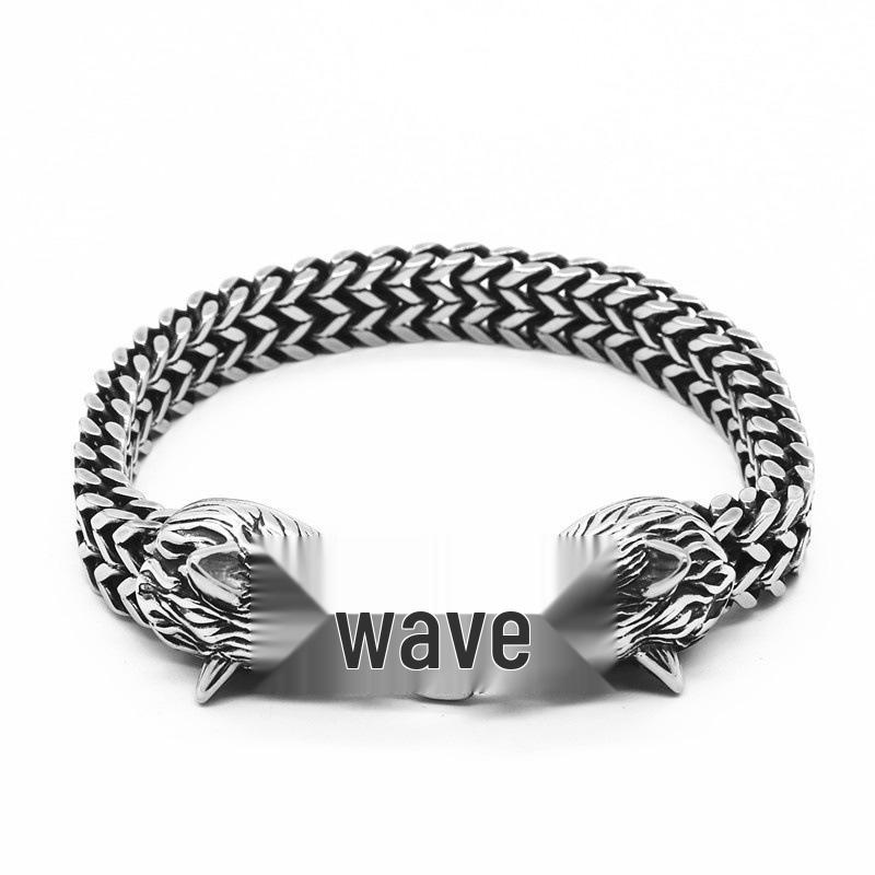 Nordic Viking Wolf Head Titanium Steel Men's Hip-Hop Stainless Steel Bracelet