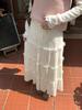 Gentle Academia Crochet Layered High-Waist Maxi Skirt for Spring/Autumn