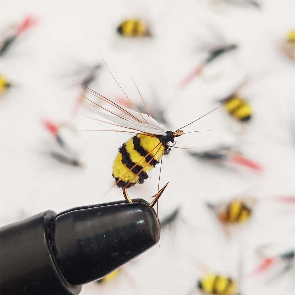 Artificial Tussock Red Tail Moth Bait & Bumble Bee Dry Fly Bait -Mixed Styles Artificial Fishing For Trout/Bass/Salmon/Perch/Carp Bait -6/10Pcs/Box