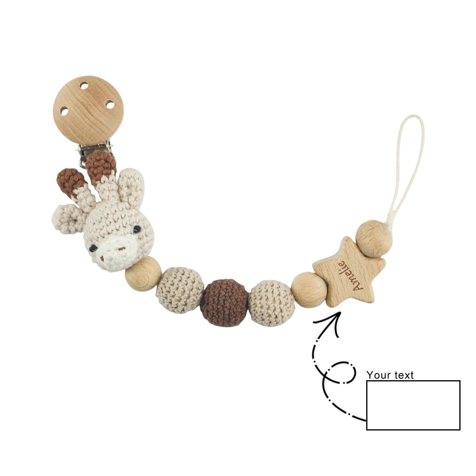 

Персонализированная гравировка зажима для пустышки для новорожденного, подвесной цепочки для пустышки, цепочка для детской пустышки, защищающая от падения One Size