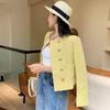 Sophisticated and Cute Round-necked Short Jacket with Double-breasted Buttons
