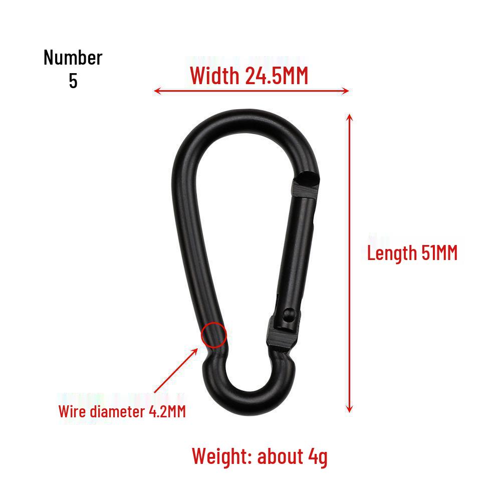 Black Gourd-Shaped Carabiner Keychain with Metal Hook for Outdoor Water Bottles and Backpacks