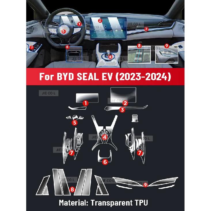 Anti-scratch Car Interior Center Console Media Dashboard Navigation TPU Protector Film For BYD SEAL EV  2024 Accessories