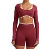 Seamless Yoga Set Long Sleeve Fitness Wear With Moisture Wicking For Women Outdoor Running