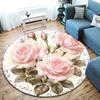 JIT 3D Rose Blume Runder Bereichsteppich - Weicher Polyester Handwaschbarer Teppich für Büro, Zimmer, Garten, Küche, Badezimmer - Elegant Mu